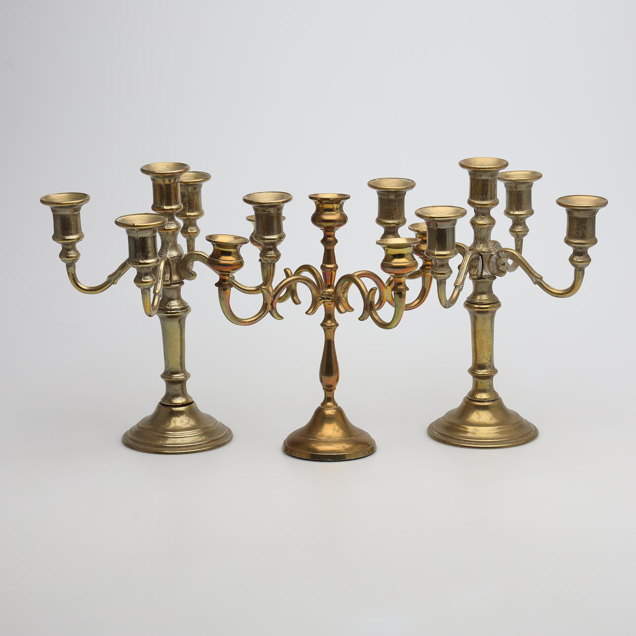 Candelabras, 3 pieces, metal.