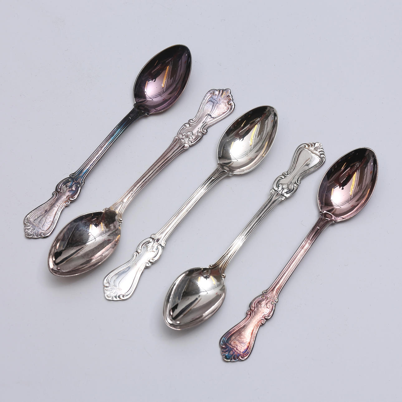 KAFFESKEDAR, silver, "Olga", 5 st, vikt 67 gram.