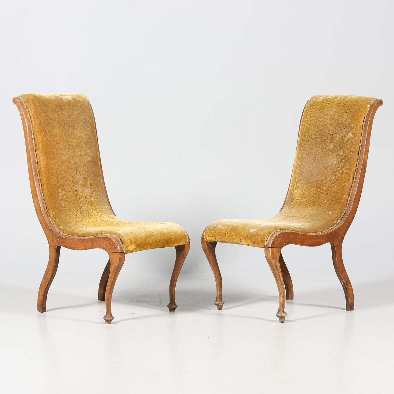 SWAN NECK CHAIRS, a pair.