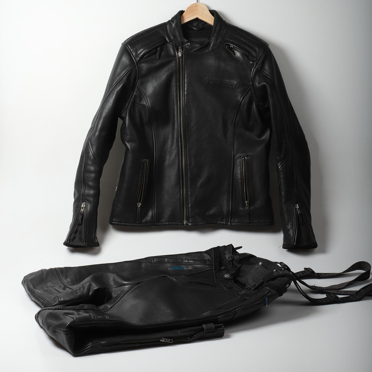 MOTORCYCLE STAND, 2 pieces, leather, Halvarssons.