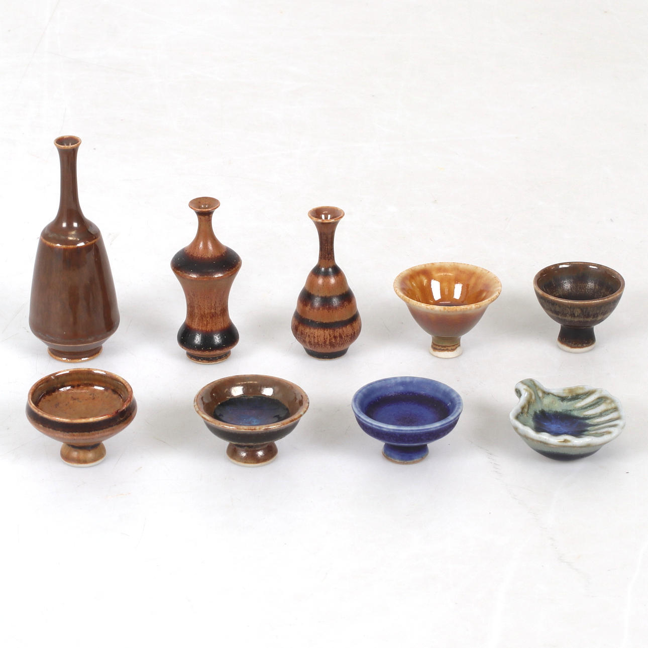 Miniatures, 9 pieces, stoneware, etc. John Andersson, Hoganas.