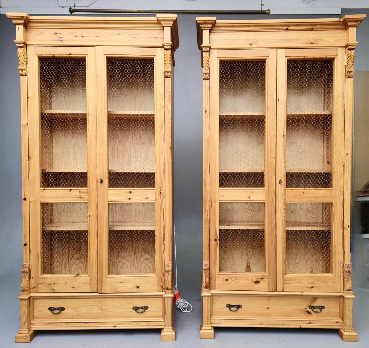 PAIR OF DISPLAY CABINETS. RUSTIC. PINE WOOD.