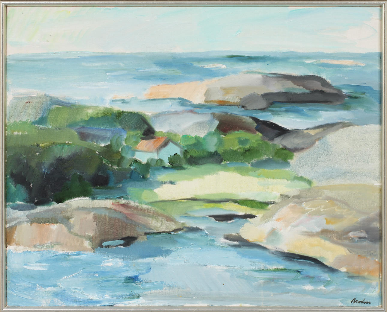 BERTIL BROLIN. Kustmotiv, olja på duk, signerad.