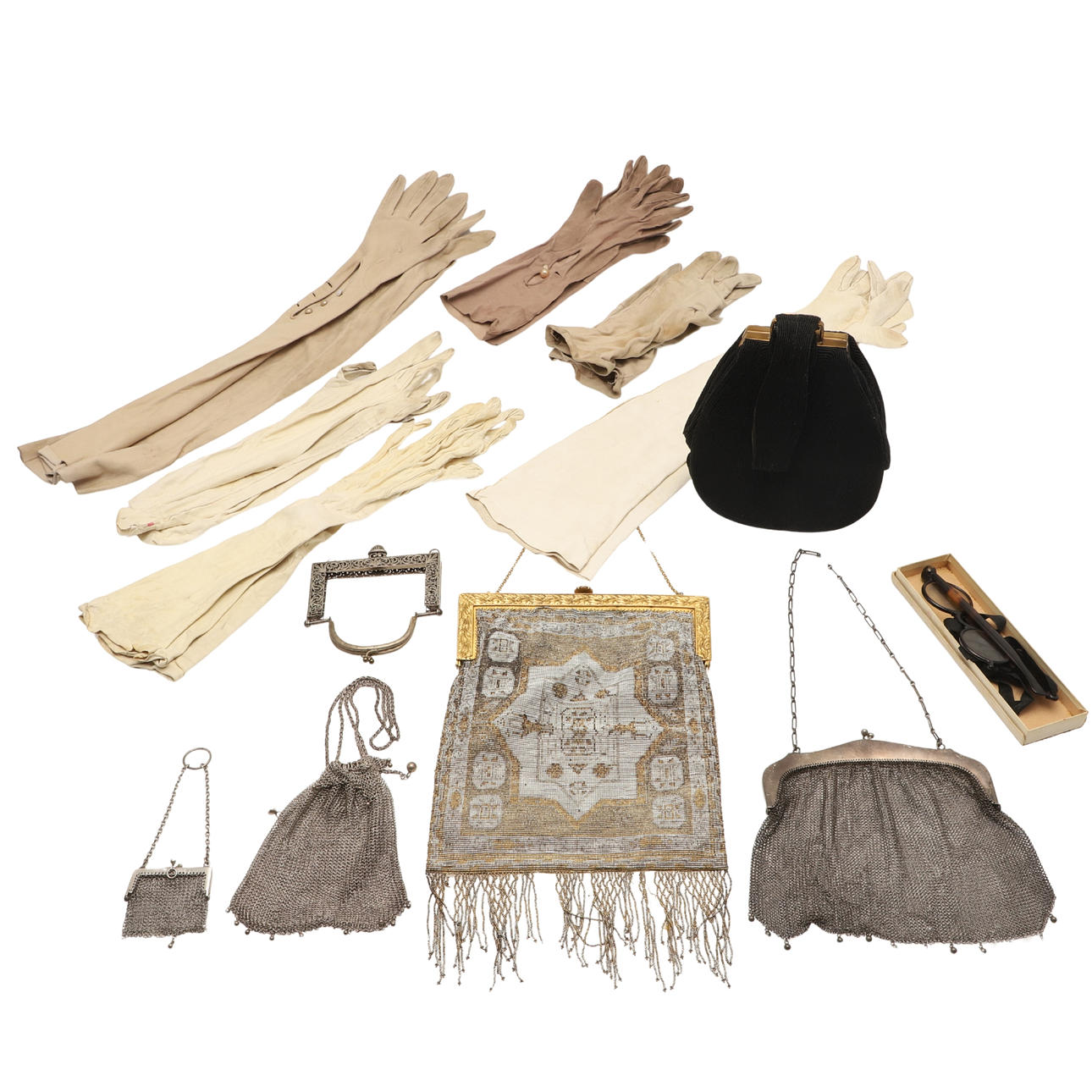 MESH ART DECO AFTENTASKER OG ANDET TILBEHØR.