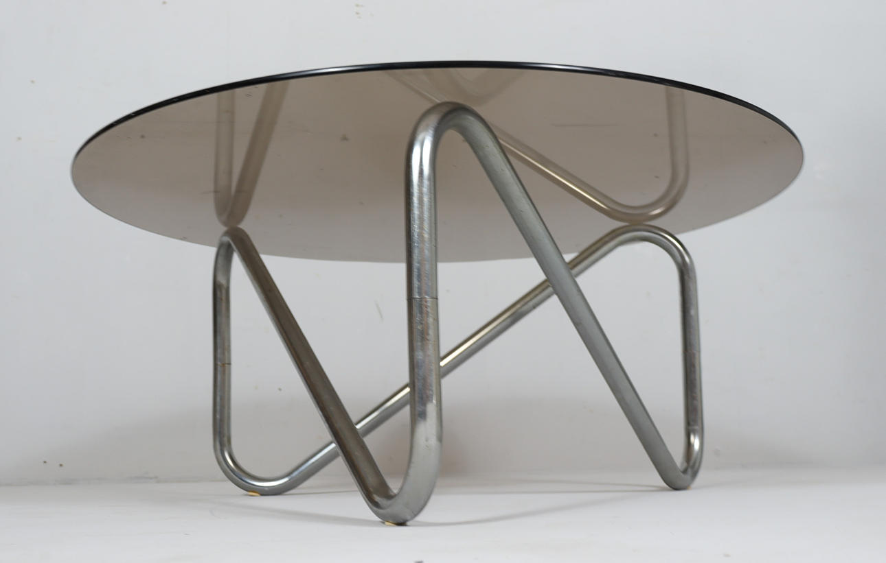 Franskt stålrör soffbord, 1970-tal.