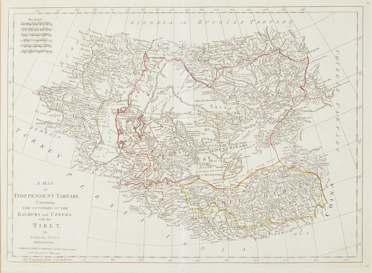 DUNN, MAPA DE TARTARIA Y TÍBET, 1794.