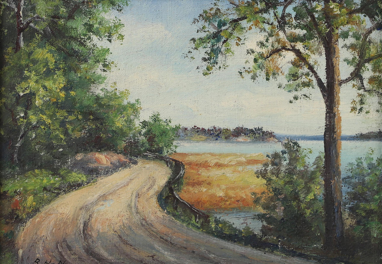 OIDENTIFIERAD KONSTNÄR. Strandvägen, oil on panel, signed B. H-n.
