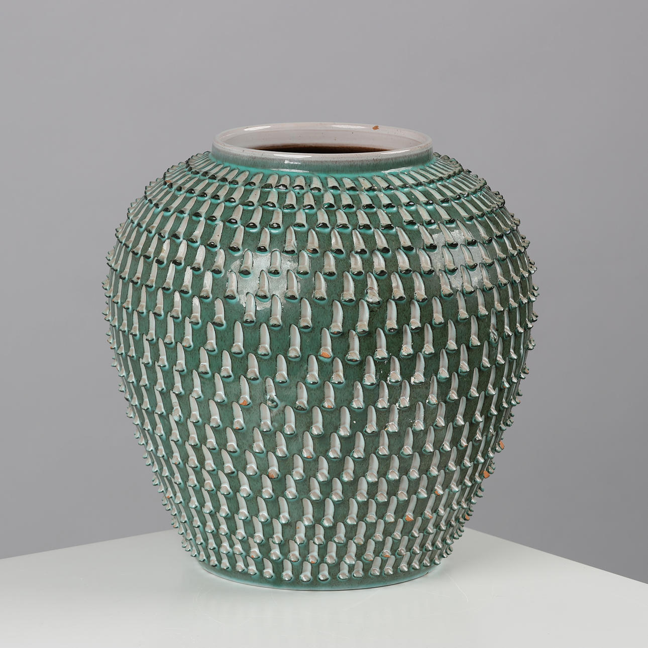Hegnetslund. Bojan shaped earthenware vase with two-tone glaze.