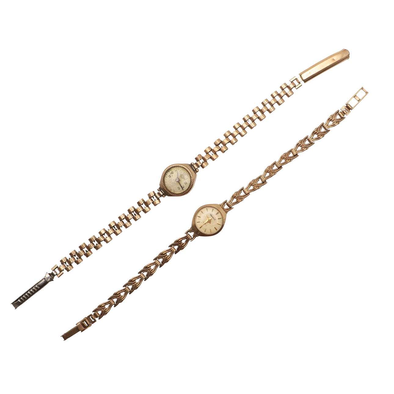 KAKSI 9CT KULTAA NAISTEN RANNEKELLOA.