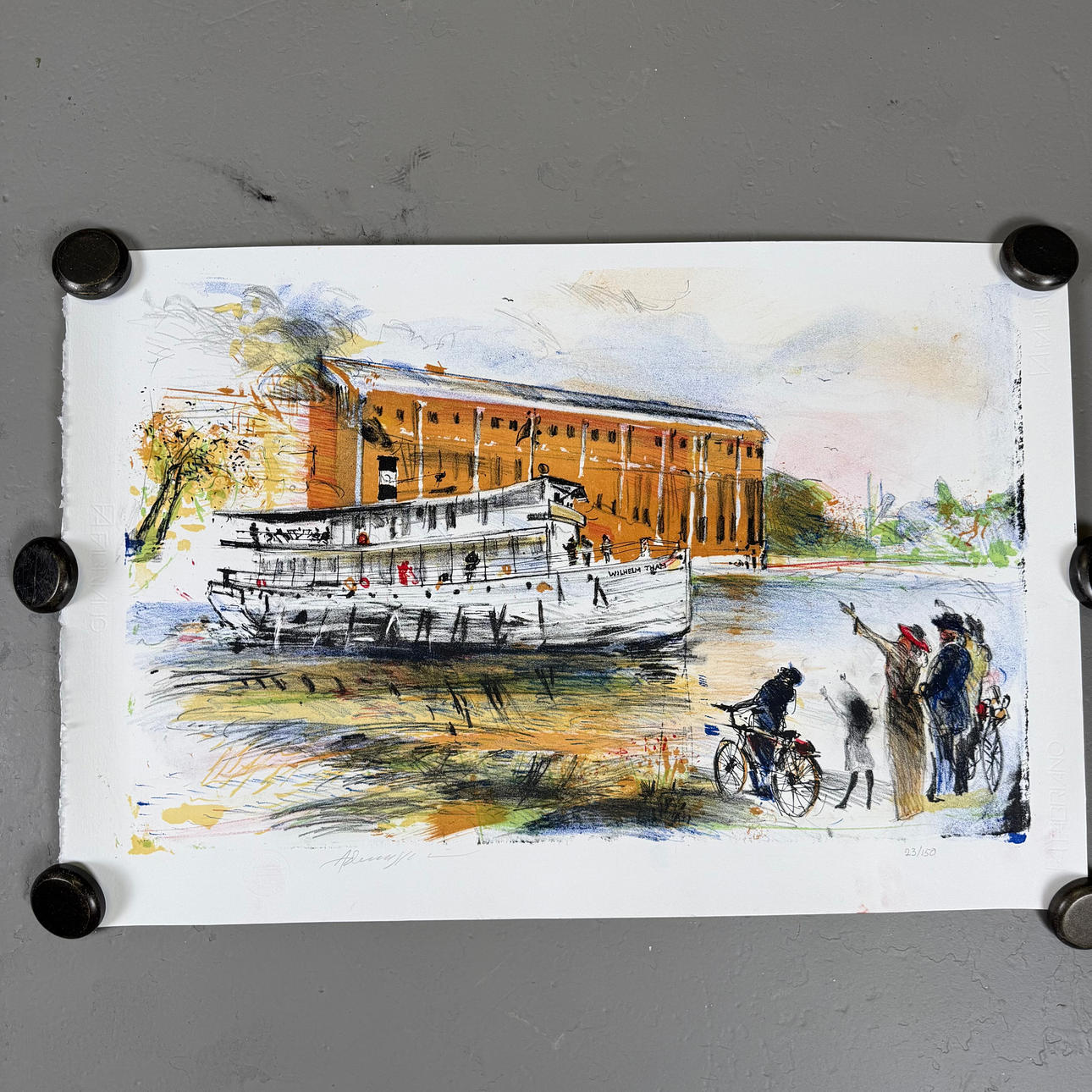 BO ÅKE ADAMSSON. M/S Wilhelm Tham. Lithograph in colours, signed and numbered 23/150.