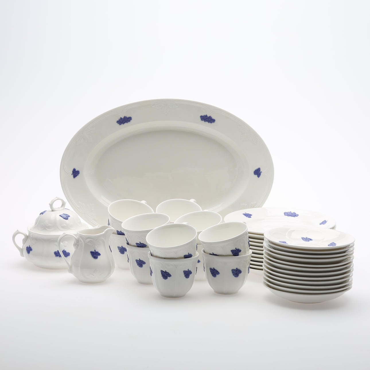 KAFFESERVIS, 38 delar blå blom, Gustavsberg.