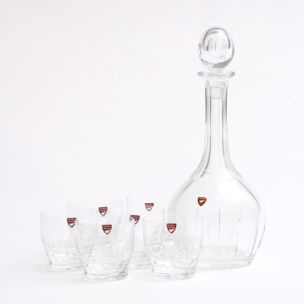 SELTERGLAS, 6 st samt KARAFF, Orrefors.