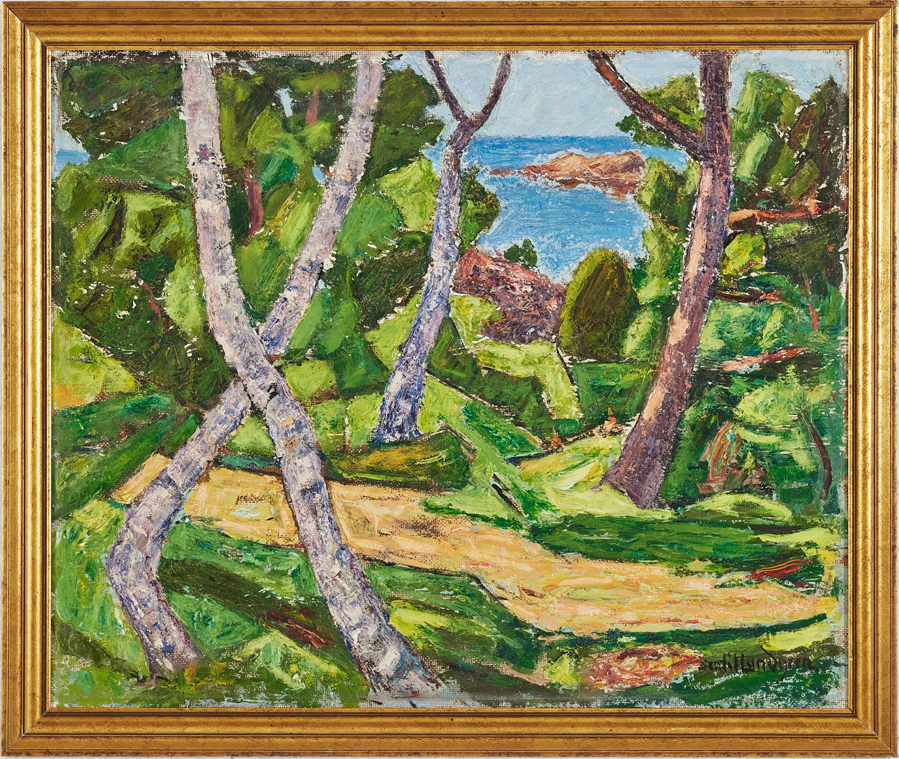 BERTIL LUNDGREN (1900-1979). Lövhagen, oil on panel, signed.