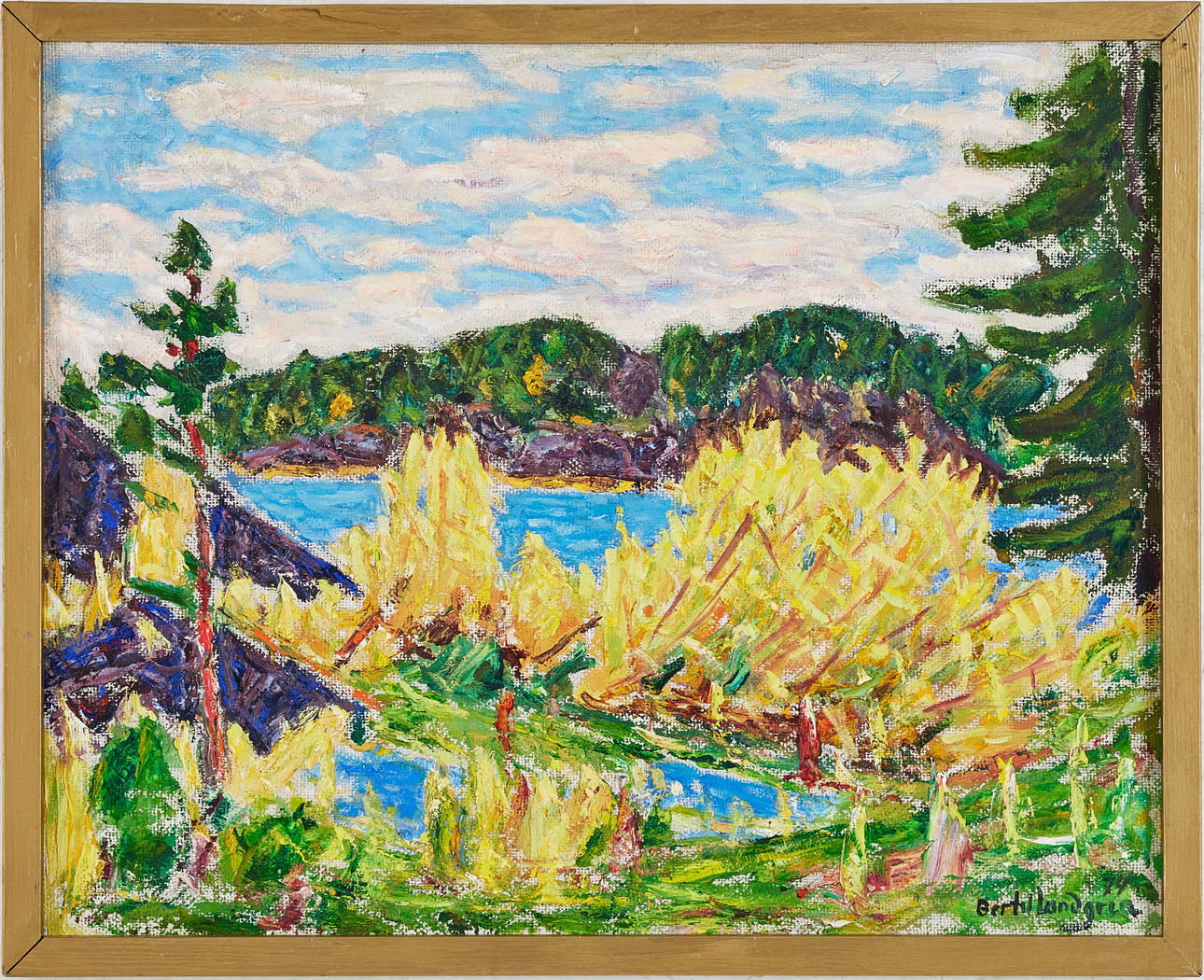 BERTIL LUNDGREN (1900-1979). Fjättersjön, oil on panel, signed and dated 74.
