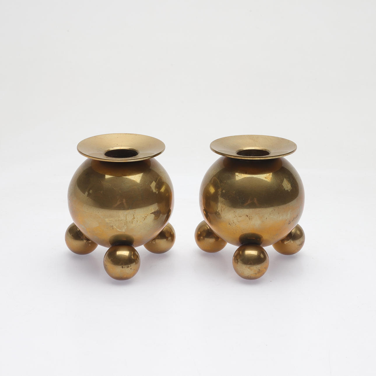 CANDLESTICKS, 1 pair, brass, Gusums Bruk, 1980.
