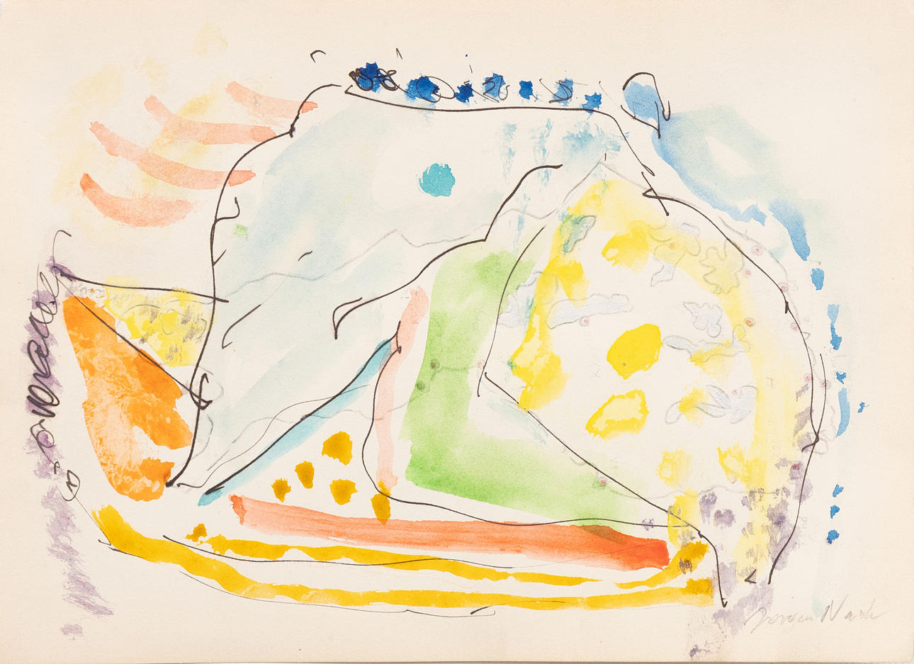 JÖRGEN NASH. Composition, watercolour, signed.
