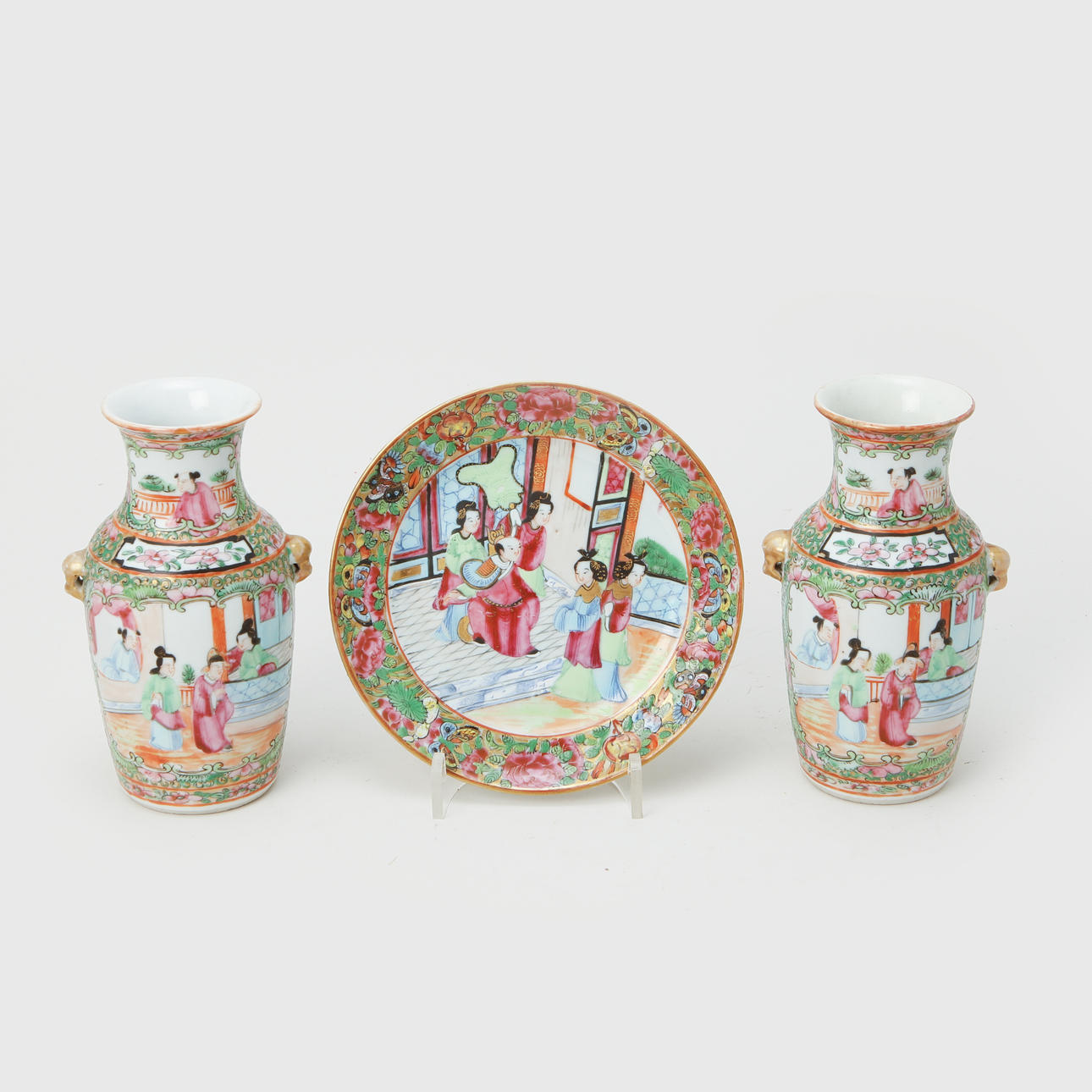 Un par de jarrones de gres porcelánico, Canton.