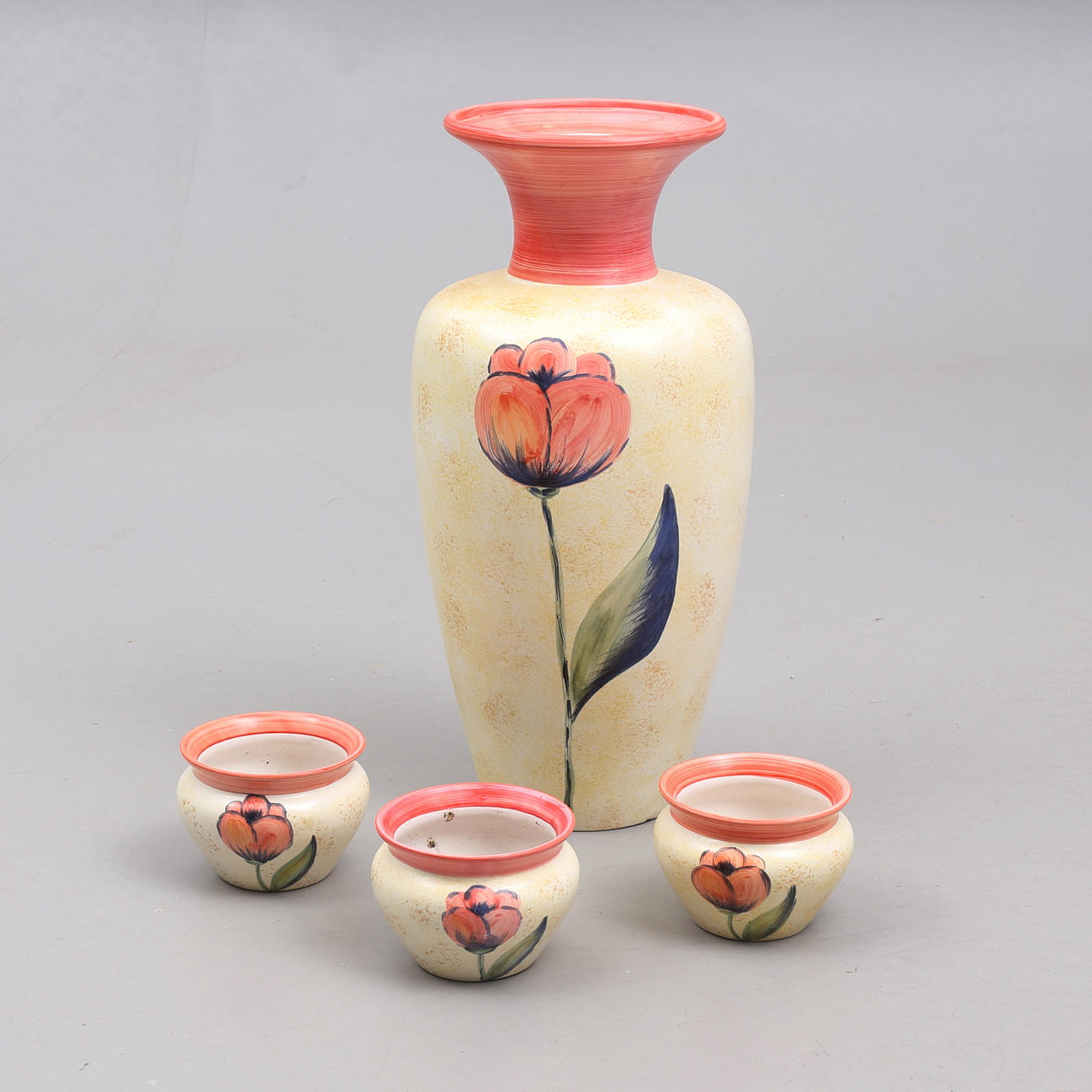 FLOOR VASE and OUTER LINER, 3 pcs, contemporary.