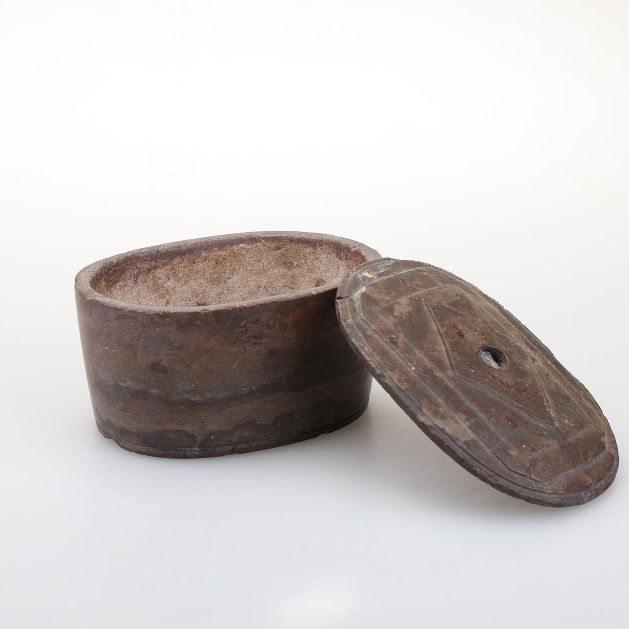 A 19th century limestone butter box.