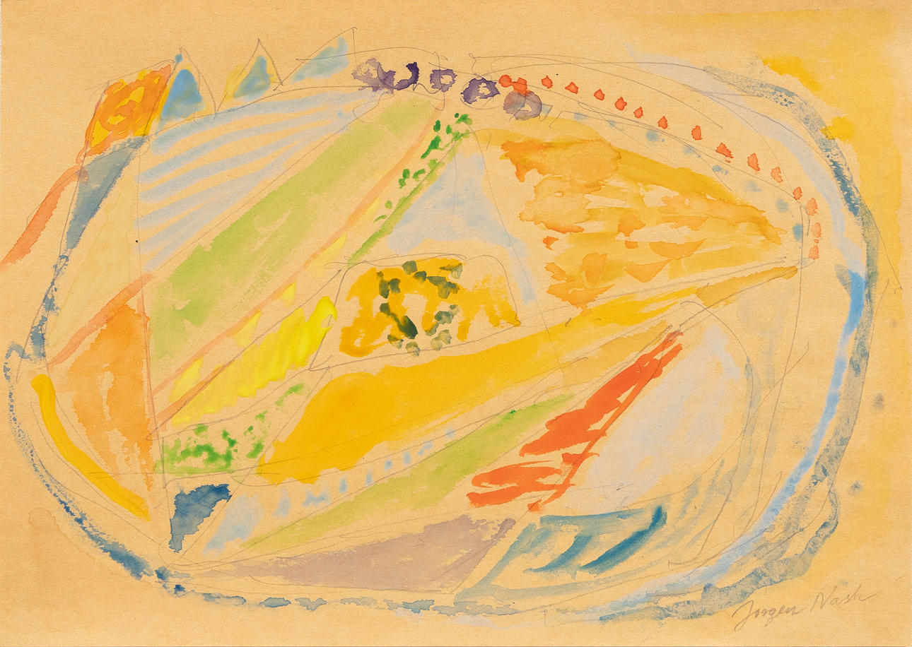 JÖRGEN NASH. Composition, watercolour, signed.