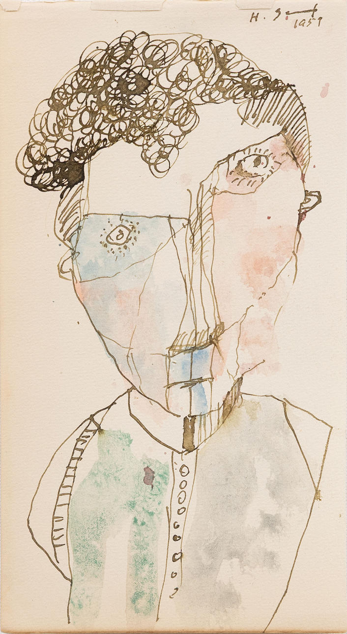 HENRI SERT. Face, watercolour, signed and dated 1959.