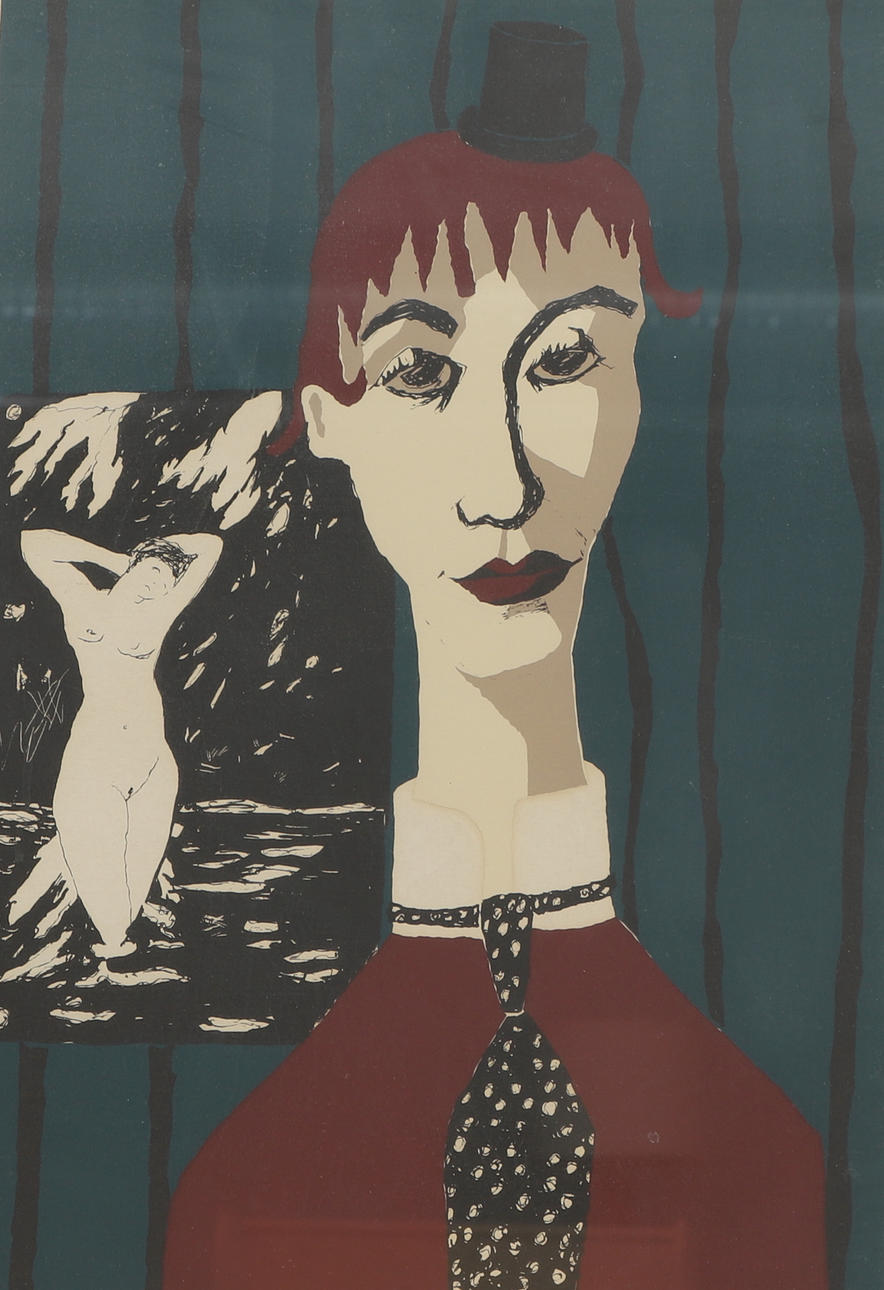 HARIES LAGERBRINK. Serigraphy, women's study, signed, dated 1960.