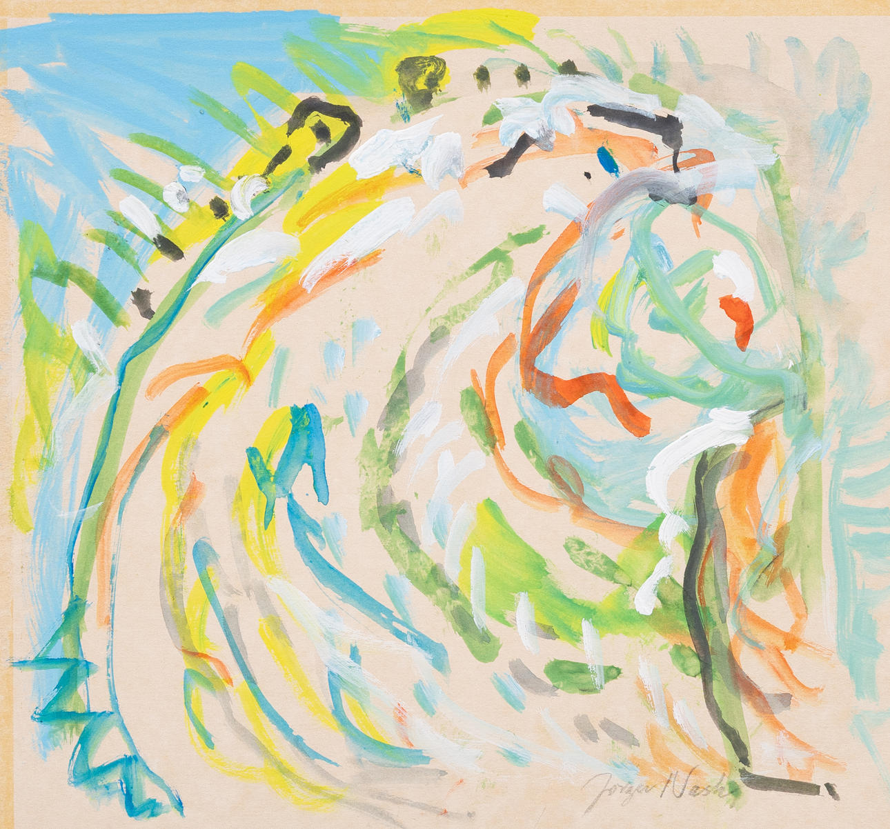 JÖRGEN NASH. Composition, watercolour, signed.