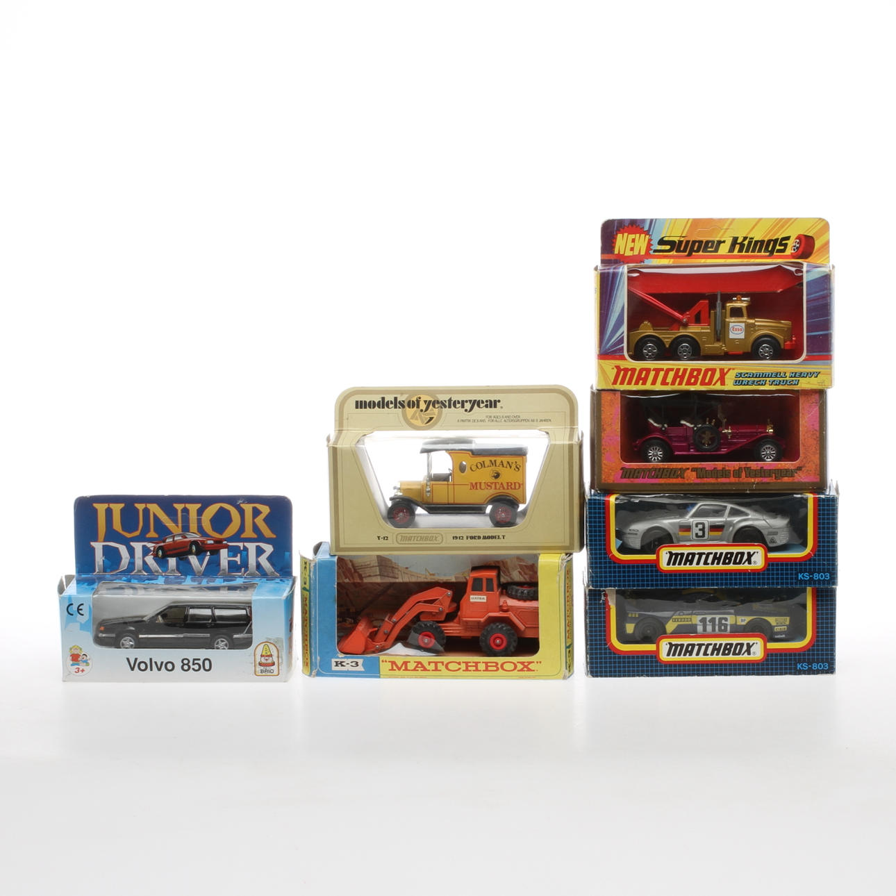 LEKSAKSBILAR, 7 stycken, olika tillverkare. Originalkartong.