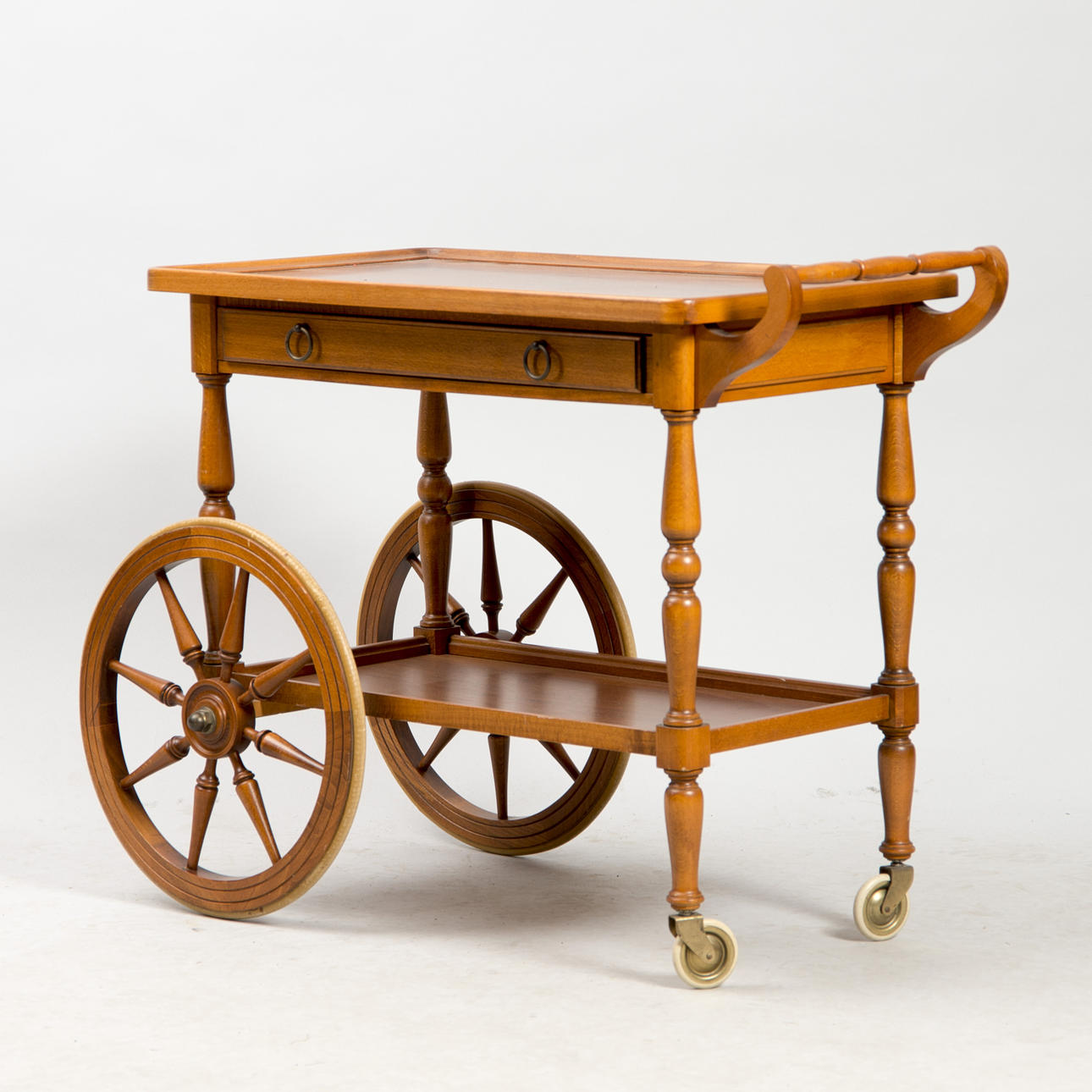 SERVERINGSVAGN med låda, mahogny, sent 1900-tal.