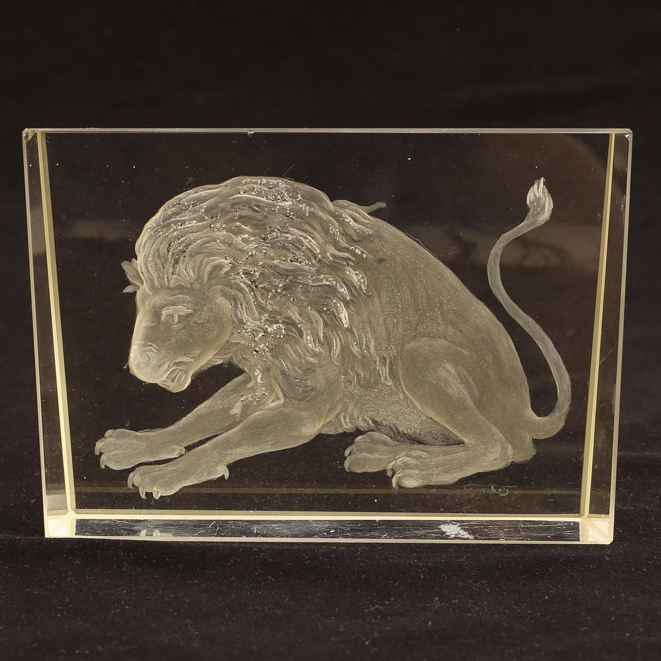 LETTERPRESS, glass, polished decor, signed.