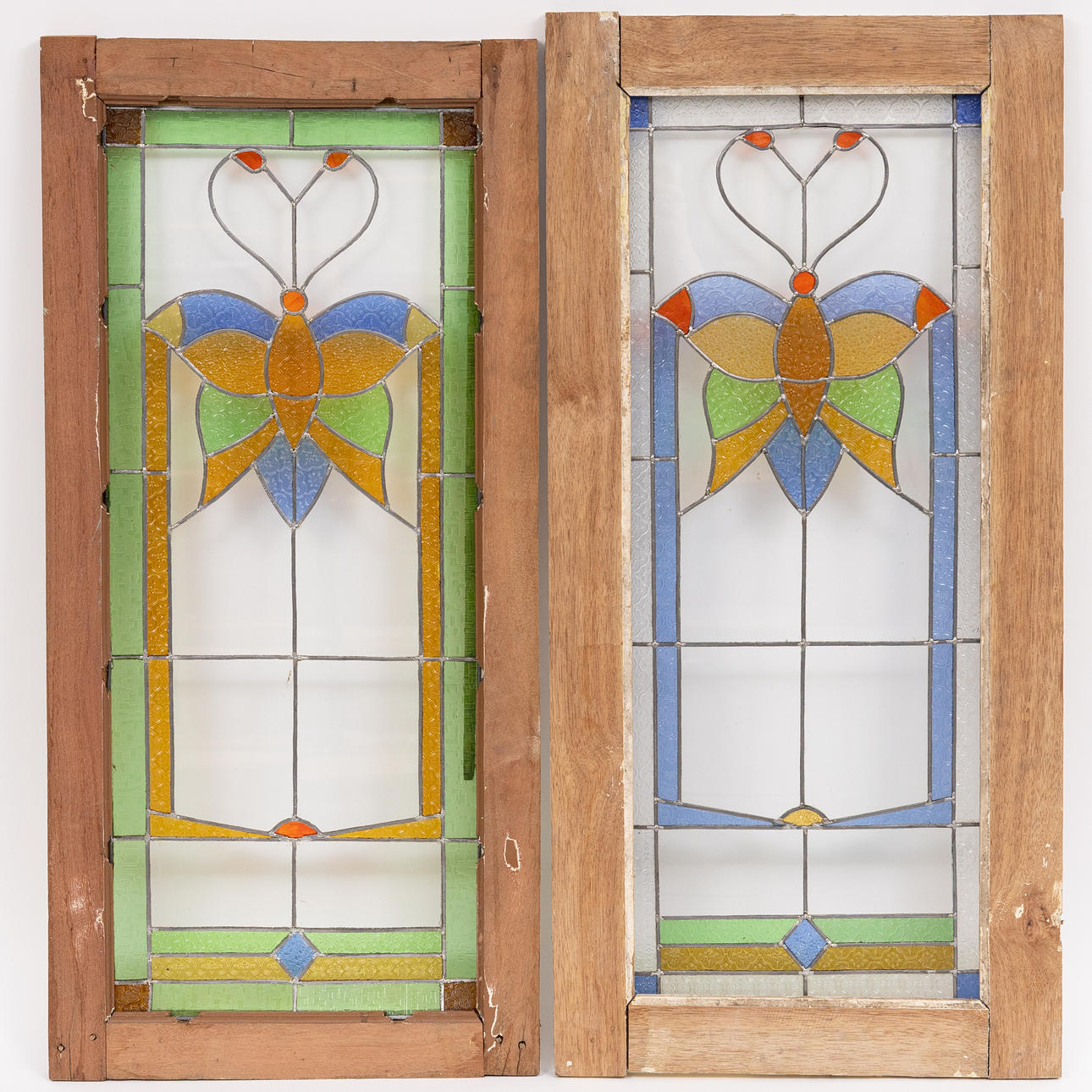 ZWEI FENSTER, Glasmalerei, Jugendstil.