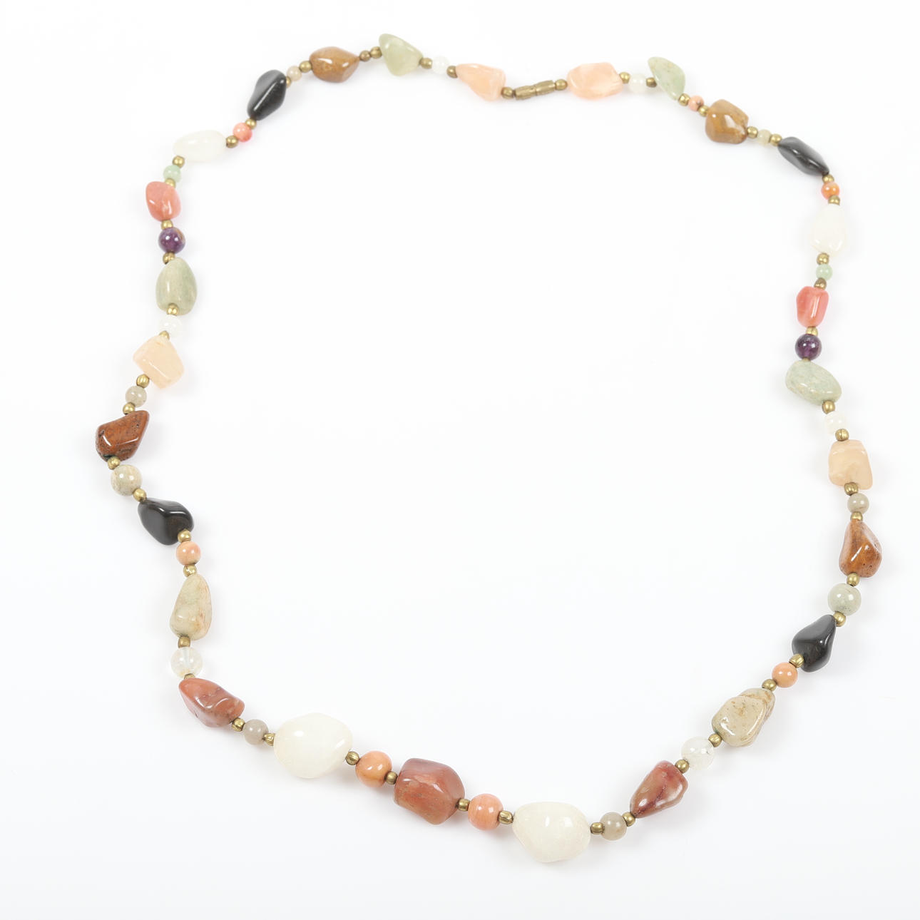 NECKLACE, agate, rose quartz m. m.