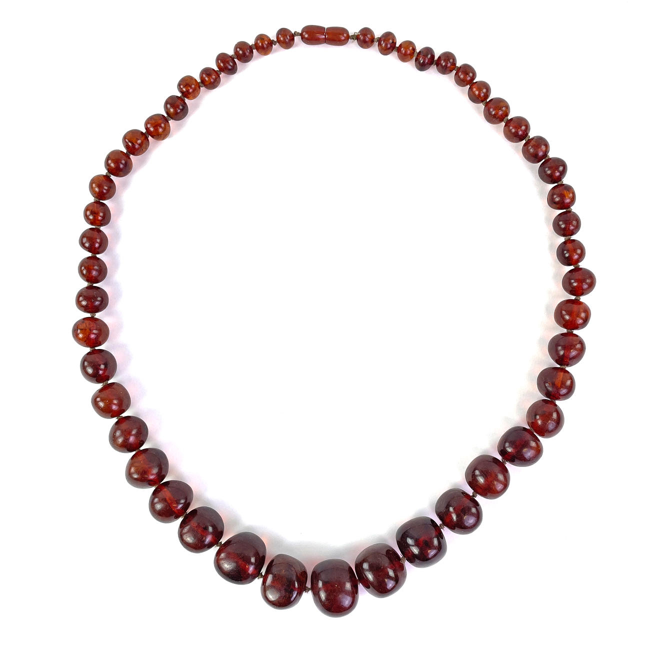 NECKLACE, polished, metered, amber.