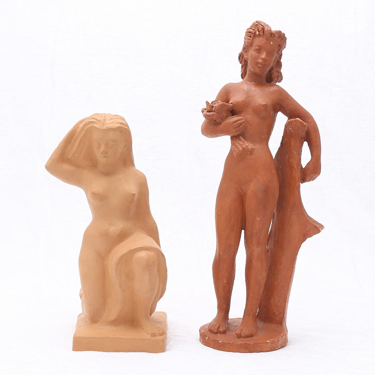 ARVID KÄLLSTRÖM Skulpturer, 2 stycken, terrakotta samt lera.