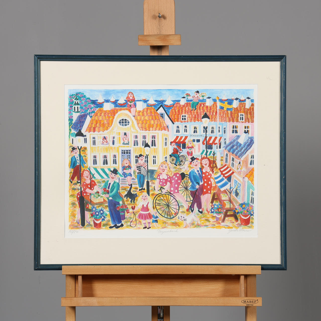 GUNILLA MANN. LITHOGRAPH, “Market Square”, signed and numbered 182/290.