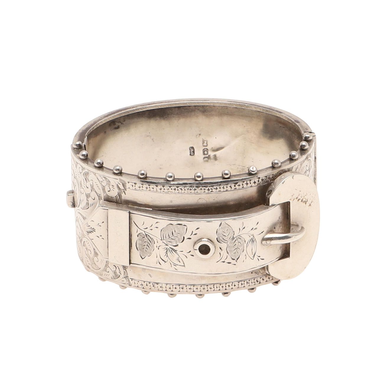 A VICTORIAN SILVER BUCKLE BANGLE.