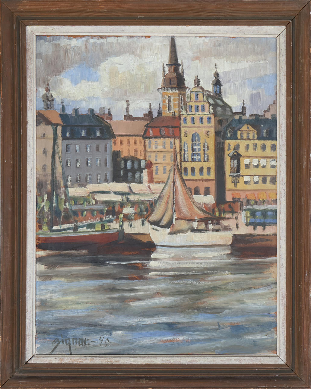 OIDENTIFIERAD KONSTNÄR. Oil on panel, signed and dated -45.