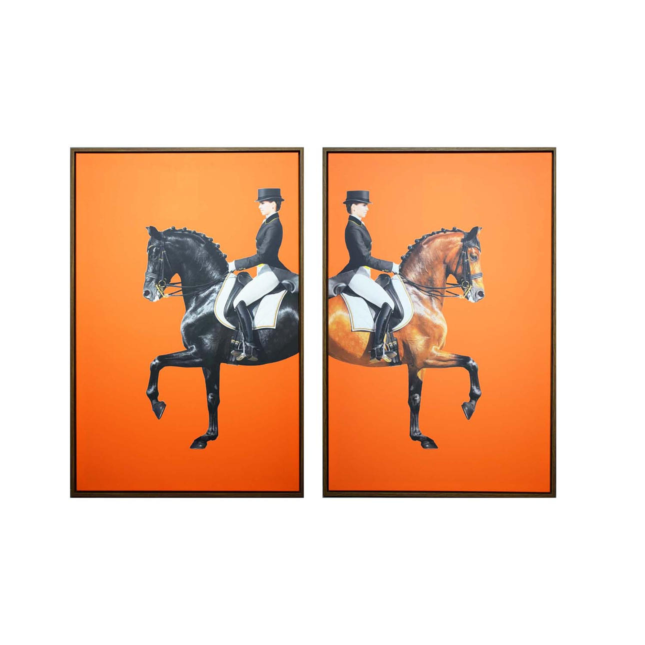 PAIR OF EQUESTRIAN PRINTS ON CANVAS.