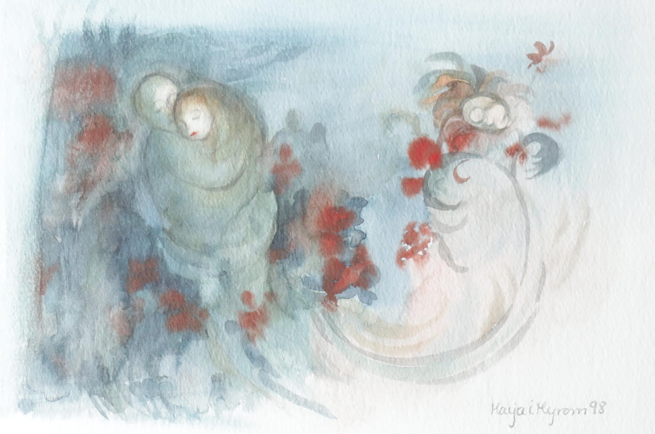 MARJA I MYROM. “The Birth”, watercolour, signed and dated -98.