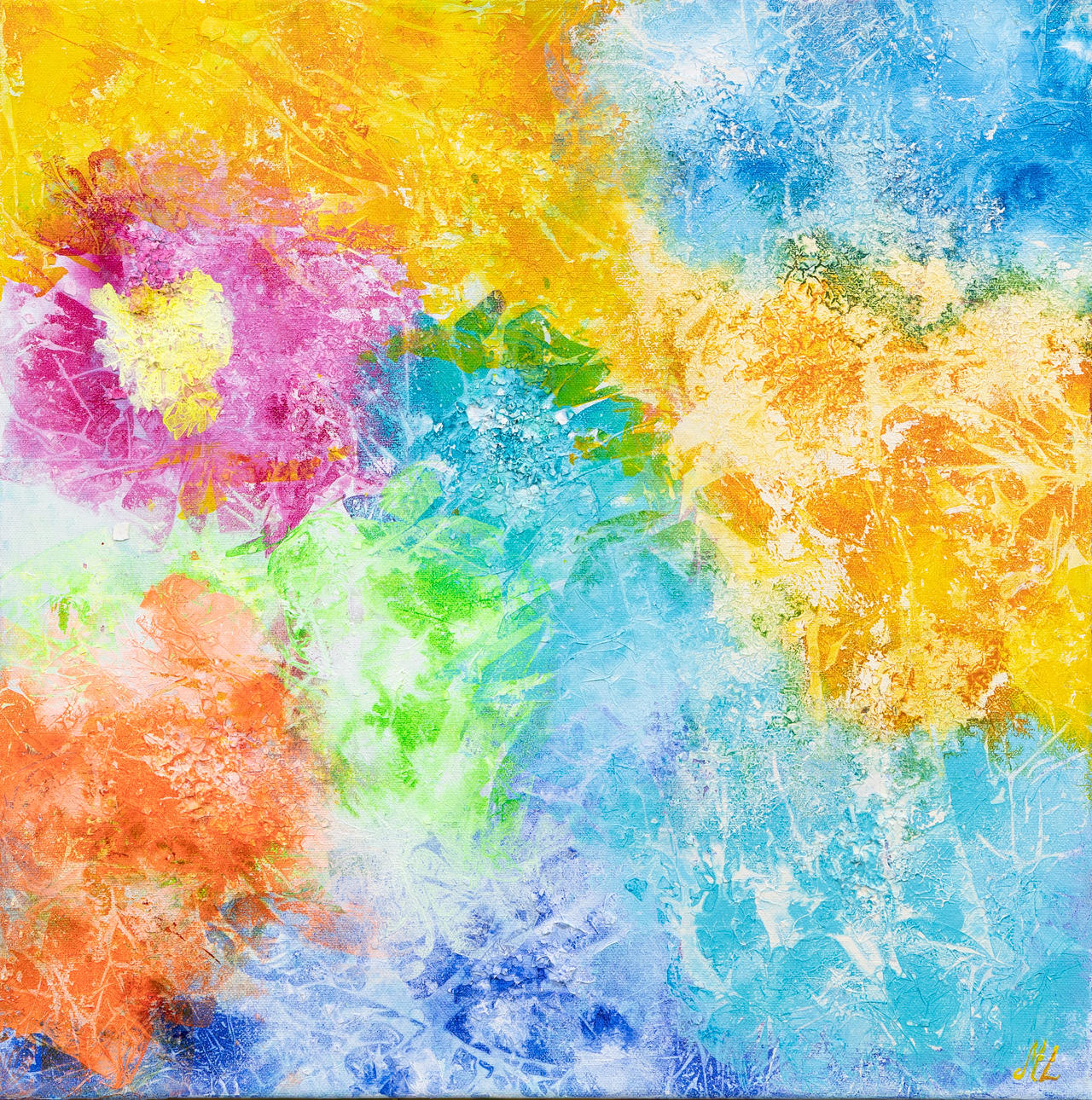 MARGARETA LINDGREN. Flowers, acrylic on canvas, signed.