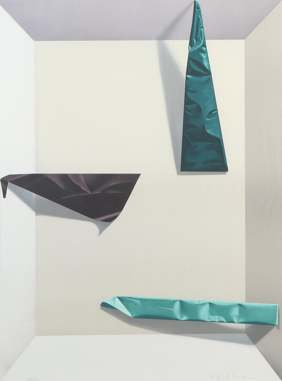 YRJÖ EDELMANN. Lithography, 137/150. Composition. Signed.