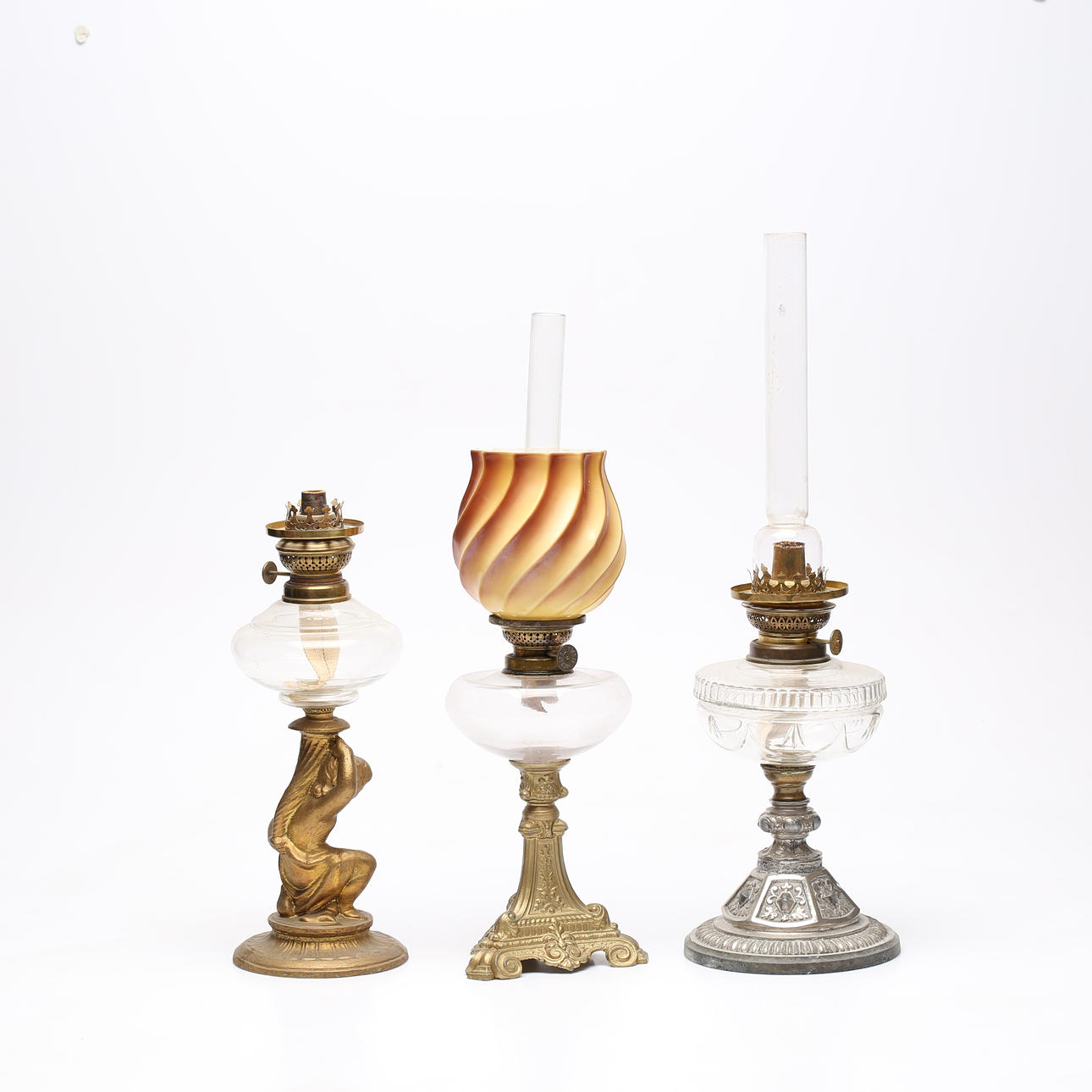 TABLE KEROSENE LAMPS, 3 pcs.