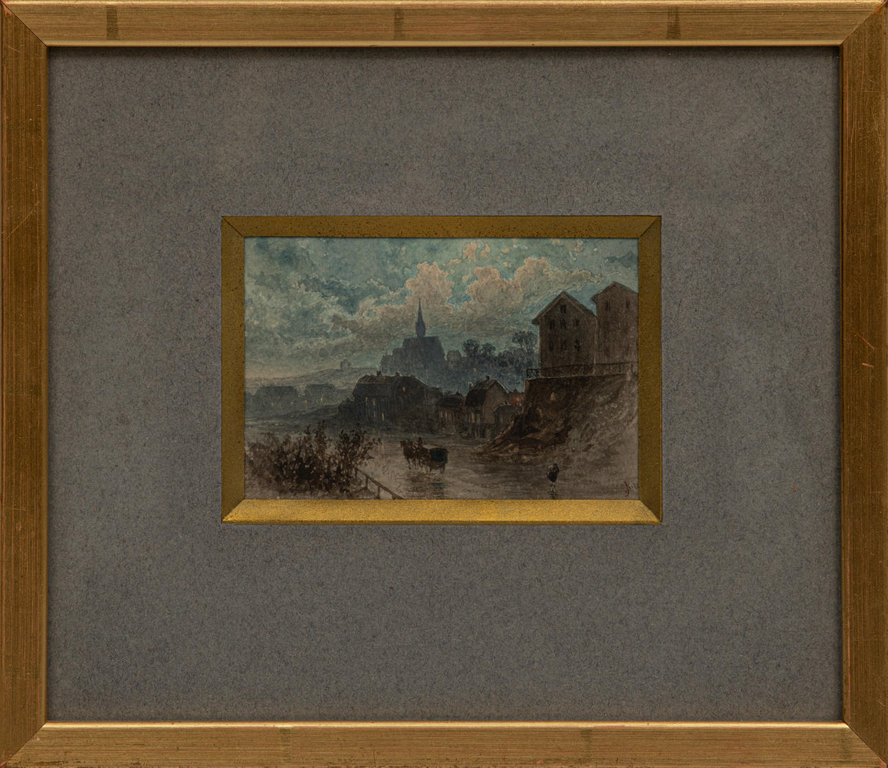 OIDENTIFIERAD KONSTNÄR. City motif, watercolour on paper, monogram signed, dated -72.