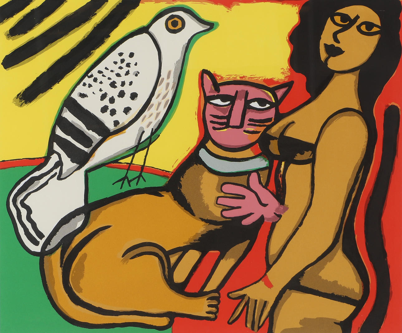 BEVERLOO CORNEILLE. “Caresse”, lithograph in colours, signed -96.