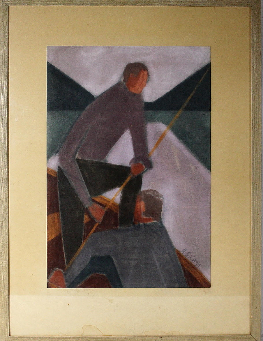 ALF SKAGH. Pastell, " på sjön " signerad A Skagh.