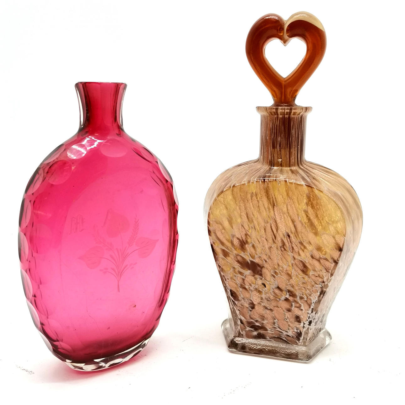 STOR ANTIK TRANBÄRSGLASFLASKA.