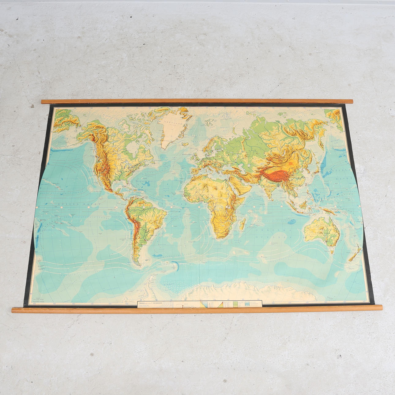 SCHOOL MAP, World map, edited by lecturer Torsten Lagerstedt, 20th century.