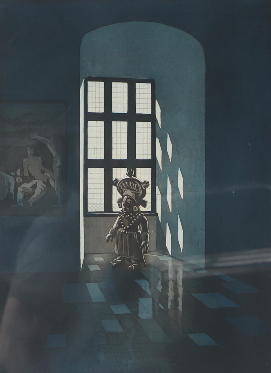 JAN LUNDGREN. "Interiör", etsning, signerad -81.