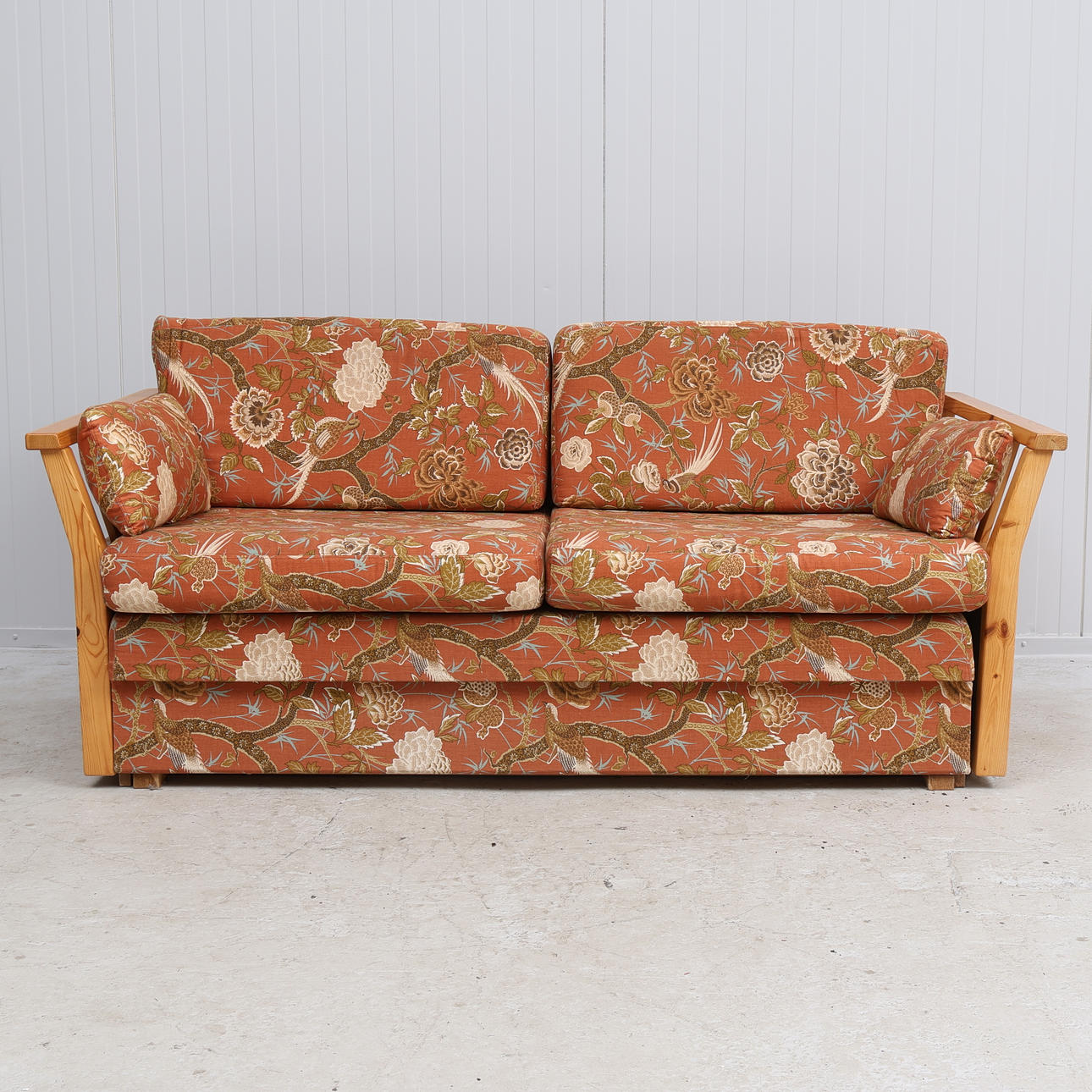 BÄDDSOFFA, furu/textil, 1900-tal.