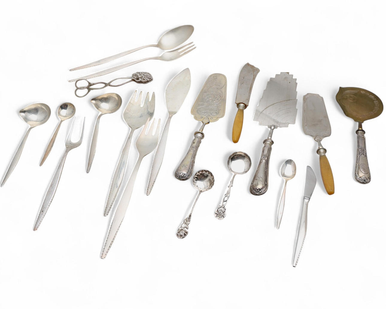 Various silver cutlery items, 20th Century.